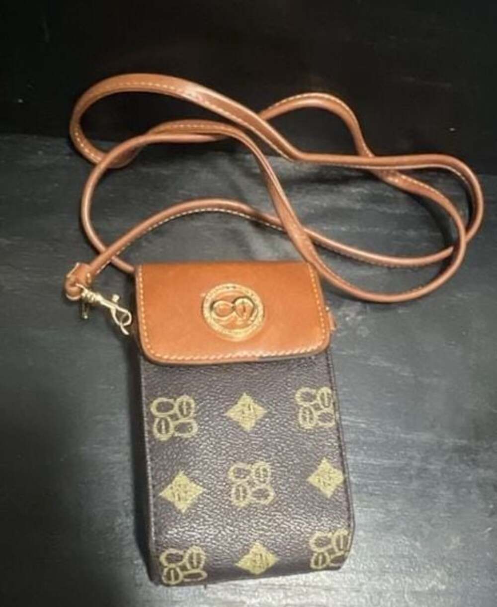 CM Brand Monogram Print Crossbody Phone Wallet Bag